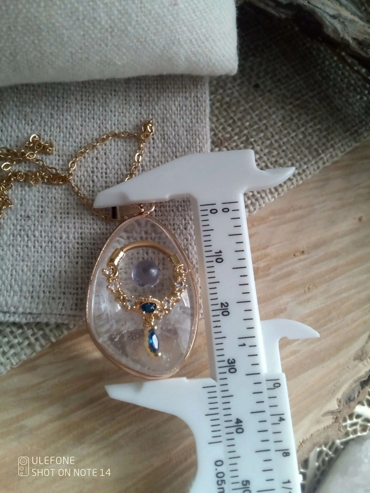 Collier pendentif en pierre de cristal de quartz et lolite – photo 3